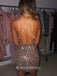 Sexy Sequins Spaghetti Straps Backless Mini Short Party Dresses, RBP001
