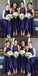 A-line Sleeveless Round Neck Simple Navy Blue Bridesmaid Dresses, BD0571