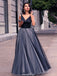 A-line V-neck Sleeveless Long Tulle Cheap Prom Dress, PD0628