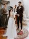 Modest A-line Full Lace Sleeves Backless Long Tulle Wedding Dresses, WD0468
