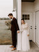Modest A-line Full Lace Sleeves Backless Long Tulle Wedding Dresses, WD0468