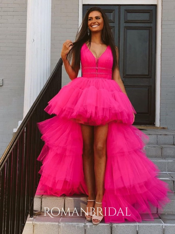 V-neck Multi Layer Net Yarn Cake Puffy Princess Dress Evening Gowns Prom Dresses , WGP153