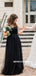 A-line Floo-length Sweetheart Long Black Tulle Bridesmaid Dresses, BD0614