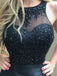 A-line Floor-length Round Neck Sleeveless Beading Top Long Prom Dresses , PD0775