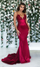 Mermaid Spaghetti Straps Lace Prom Dresses With Train, PD0676