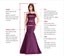 Mermaid Sexy V-neck Lace-up Back Red Lace Prom Dresses, PD0829