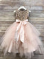 Sequin Top Rose gold Flower Girl Dress, Champagne and Ivory tutu flower girl dresses, FG0126