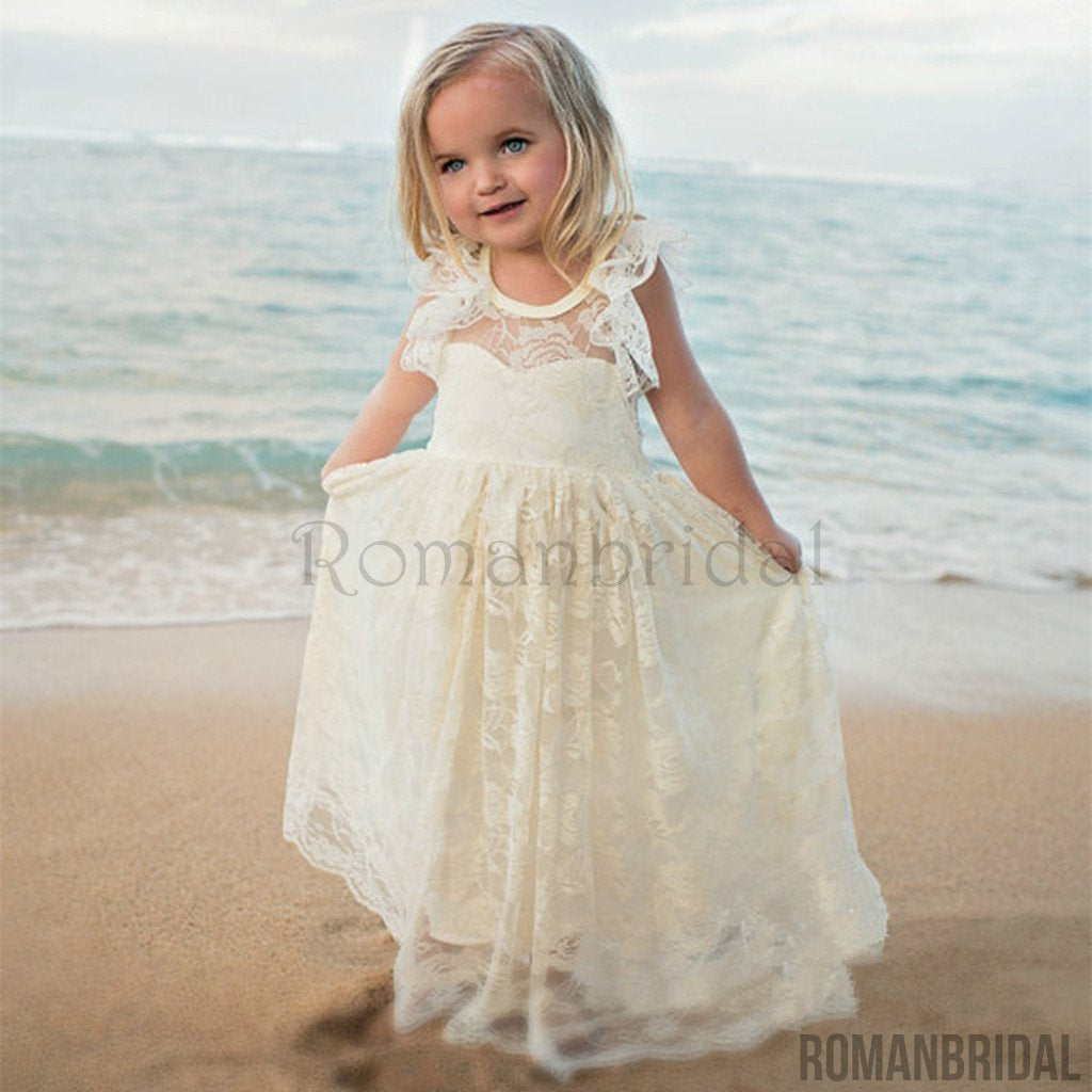 New Arrival Boho Flower Girl Dress Lace Flower Girl Dress Flower New Arrival Girl Dresses Lace Baby Dress Country Flower Girl Dress Lace Rustic Flower Girl Dress, FG0111