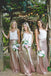 Two pieces Cheap Country Rose Gold Sequins  V-Neck Sleeveless long bridesmaid dresses , BD0423