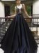 A-Line Sleeveless Lace Appliques Top Long Black Prom Dresses, PD0695