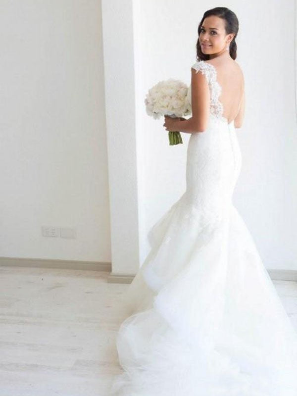 Mermaid Sexy Lace Appliques Sweetheart Backless Long Wedding Dresses, WD0395