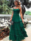 Spaghetti Straps Floor-length Green Chiffon Prom Dress, PD0722