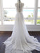 A-line Spaghetti Strap White Lace Chiffon Backless Wedding Bridal Dresses, WD0417