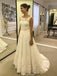 Cheap Ivory Long Lace A-line Modest Beach Wedding Dresses With Belt, WD0424