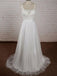 A-line V-neck Lace Top Tulle Skirt Sleeveless Simple Cheap Wedding Dress, WD0373