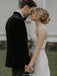 Spaghetti Straps V-neck Lace Top Cheap Wedding Dresses With Train, WD0437