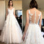 New Arrival Floor-length Lace applique sleeveless tulle backless wedding dresses, WD0342