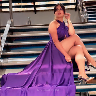 Elegant Halter Mermaid Side Slit Tahiti Long Bridesmaid Dresses Online, BG444