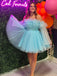 Elegant A-line Tulle Light Blue Short Homecoming Dresses Online, HD0776