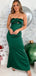 Sexy Mermaid Sleeveless Long Dark Green Satin Bridesmaid Dresses, BG521