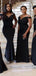 Elegant Cold Shoulder Mermaid Long Black Long Bridesmaid Dresses Online, BG443