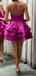 Elegant Spaghetti Straps V-neck A-line Satin Short Homecoming Dresses Online, HD0726