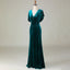 Elegant V-neck Short Sleeves Mermaid Velvet Long Satin Bridesmaid Dresses, BG540