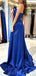 Elegant Satin Sweetheart Side Slit A-line Long Bridesmaid Dresses Online, BG623