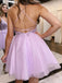 Elegant Spaghetti Straps A-line V-neck Short Homecoming Dresses Online, HD0692