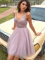 Sparkly V-neck A-line Tulle Homecoming Dresses Online, HD0708