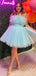 Elegant A-line Tulle Light Blue Short Homecoming Dresses Online, HD0776