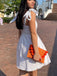 Elegant Square Neck A-line White Short Homecoming Dresses Online, HD0747