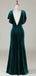 Elegant V-neck Short Sleeves Mermaid Velvet Long Satin Bridesmaid Dresses, BG540