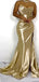 Elegant Sleeveless Mermaid Side Slit Gold Satin Bridesmaid Dresses Online, BG501