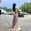 Simple Sweetheart A-line Side Slit Taupe Long Satin Bridesmaid Dresses, BG510