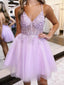 Elegant Spaghetti Straps A-line V-neck Short Homecoming Dresses Online, HD0692