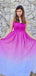 Elegant Chiffon A-line Fuchsia Spaghetti Straps Bridesmaid Dresses Online, BG410