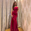 Elegant One Shoulder Mermaid Satin Burgundy Long Bridesmaid Dresses Online, BG813