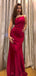 Elegant One Shoulder Mermaid Satin Burgundy Long Bridesmaid Dresses Online, BG813