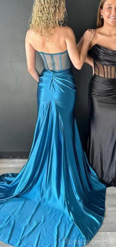 Elegant Illusion Sleeveless Mermaid Side Slit Bridesmaid Dresses Online, BG500