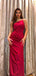 Elegant One Shoulder Mermaid Satin Burgundy Long Bridesmaid Dresses Online, BG813