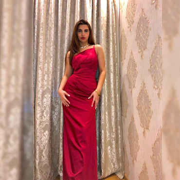 Elegant One Shoulder Mermaid Satin Burgundy Long Bridesmaid Dresses Online, BG813
