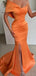 Elegant One Shoulder Orange Mermaid Side Slit Long Evening Prom Dress Online, OL095