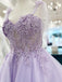 Elegant Spaghetti Straps A-line Tulle Lilac Short Homecoming Dresses Online, HD0760