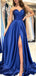 Elegant Satin Sweetheart Side Slit A-line Long Bridesmaid Dresses Online, BG623