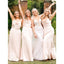 Simple Spaghetti Straps Column Peach Satin Bridesmaid Dresses Online, BG785