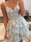 Elegant Straps A-line V-neck Applique Short Homecoming Dresses Online, HD0693