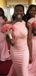 Elegant One Shoulder Mermaid Blush Satin Bridesmaid Dresses Online, BG458