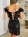 Sparkly Off Shoulder Mermaid Sequins Black Homecoming Dresses Online, HD0782