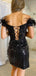 Sparkly Off Shoulder Mermaid Sequins Black Homecoming Dresses Online, HD0782